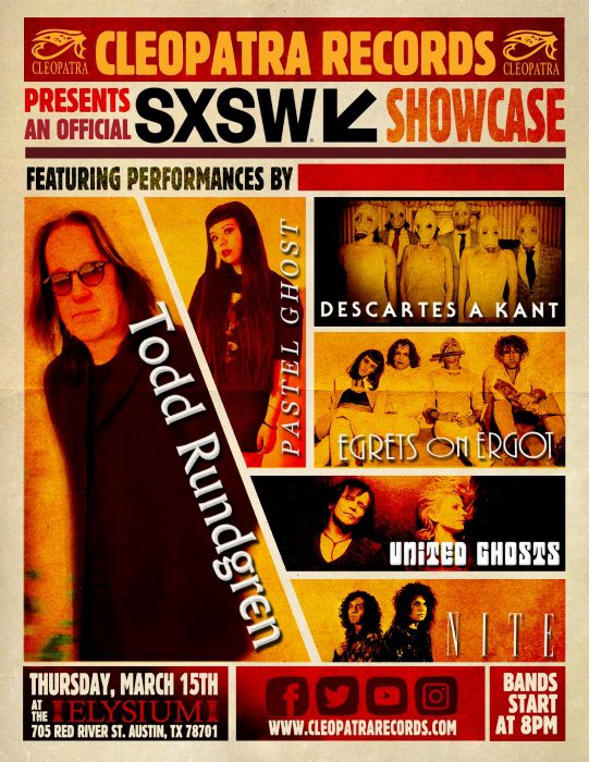 Rock Legend TODD RUNDGREN Headlines Cleopatra Records First Ever SXSW Showcase!