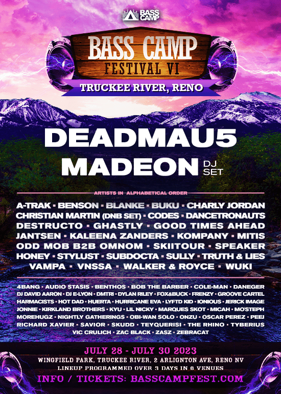BASS CAMP FESTIVAL FINDS HIGHER GROUND ON THE TRUCKEE RIVER AT WINGFIELD PARK IN DOWNTOWN RENO, JULY 28 – 30, 2023