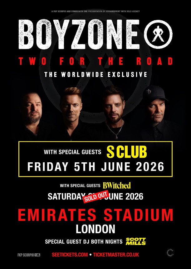BOYZONE ANNOUNCE THE ‘TWO FOR THE ROAD’ SHOWS AT LONDON’S EMIRATES STADIUM